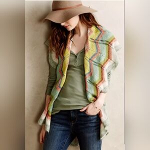 Anthropologie Unni Colorful Chevron Knit Sleeveless Cardigan Size M NEW